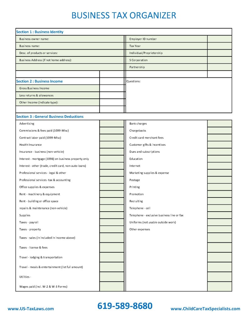 Mileage Logs, Forms & Checklists for Child Care Providers With Home Daycare Tax Worksheet